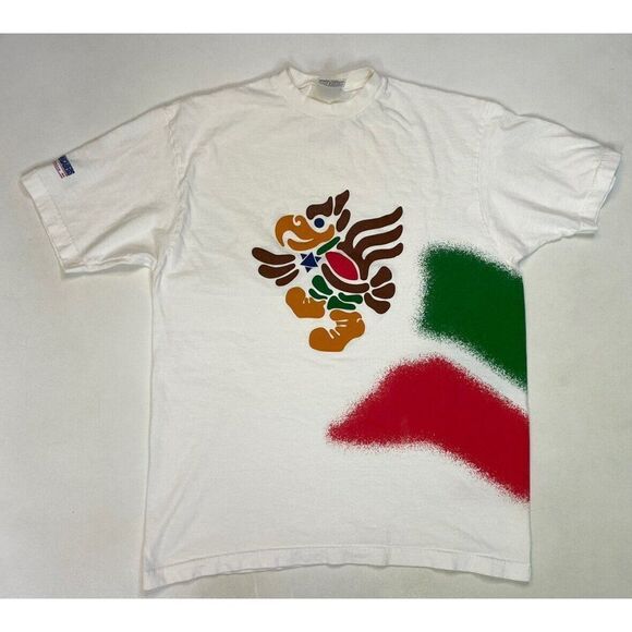 VINTAGE Panamericanos Mexico 1999 Graphic T-shirt Men Large White 90s - Picture 1 of 8